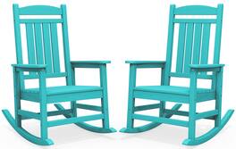 SERWALL - Outdoor Rocking Chair Set of 2, Patio Rocking Chair, HDPE All-Weather Oversized Outdoor Rocking Chair - Aruba