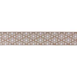 BreeBe - Snowflake Print Wired Ribbon 2.5" x 10 Yds - Beige, White