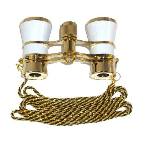 Angle. HQRP - HQRP 3x25 Opera Glasses Theater Binoculars, White with Golden Trim, Crystal Clear Optics, Neck Chain, Central Focus.