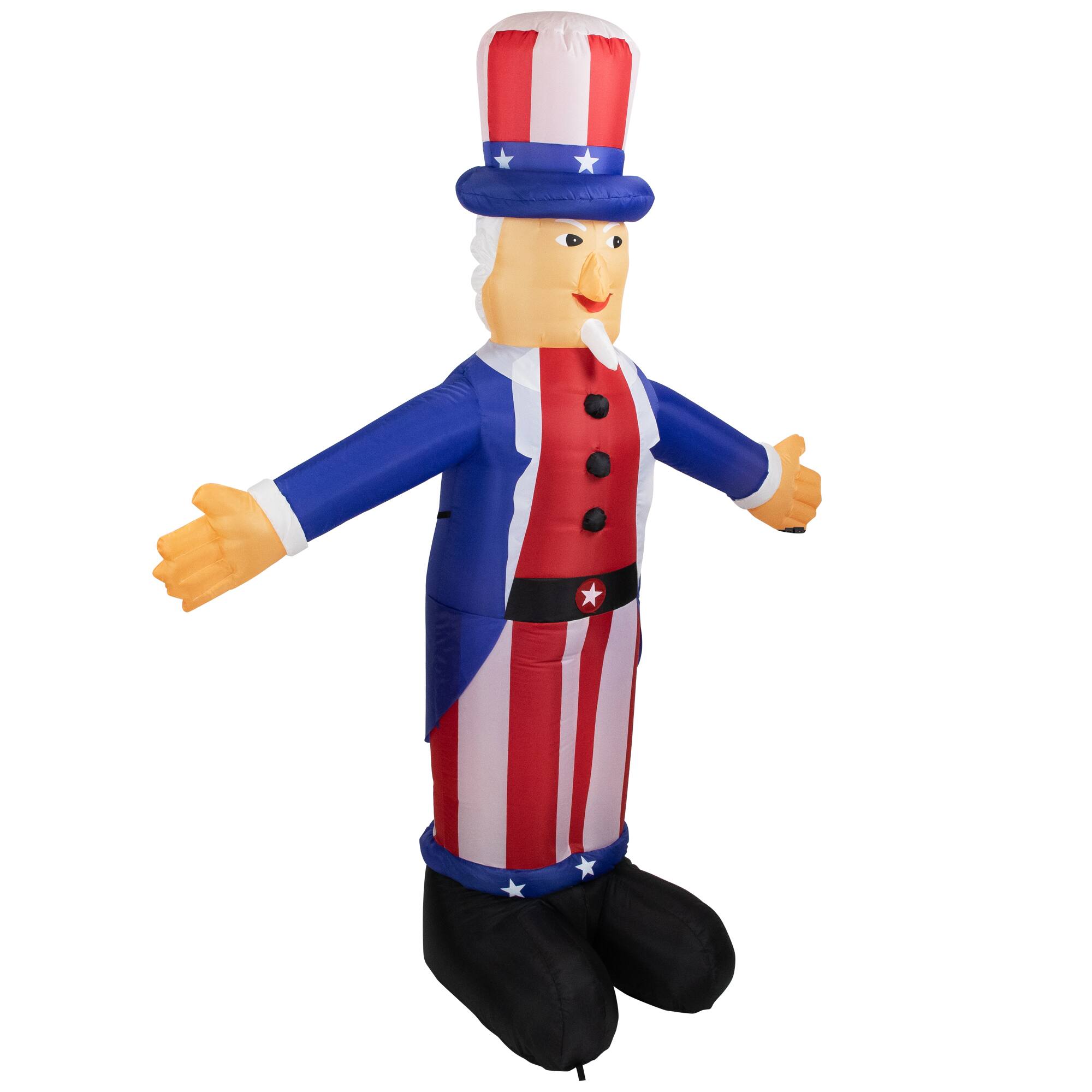 Alt View 4. Northlight - Lighted Inflatable Uncle Sam Patriotic Outdoor Decoration - 6' - White.