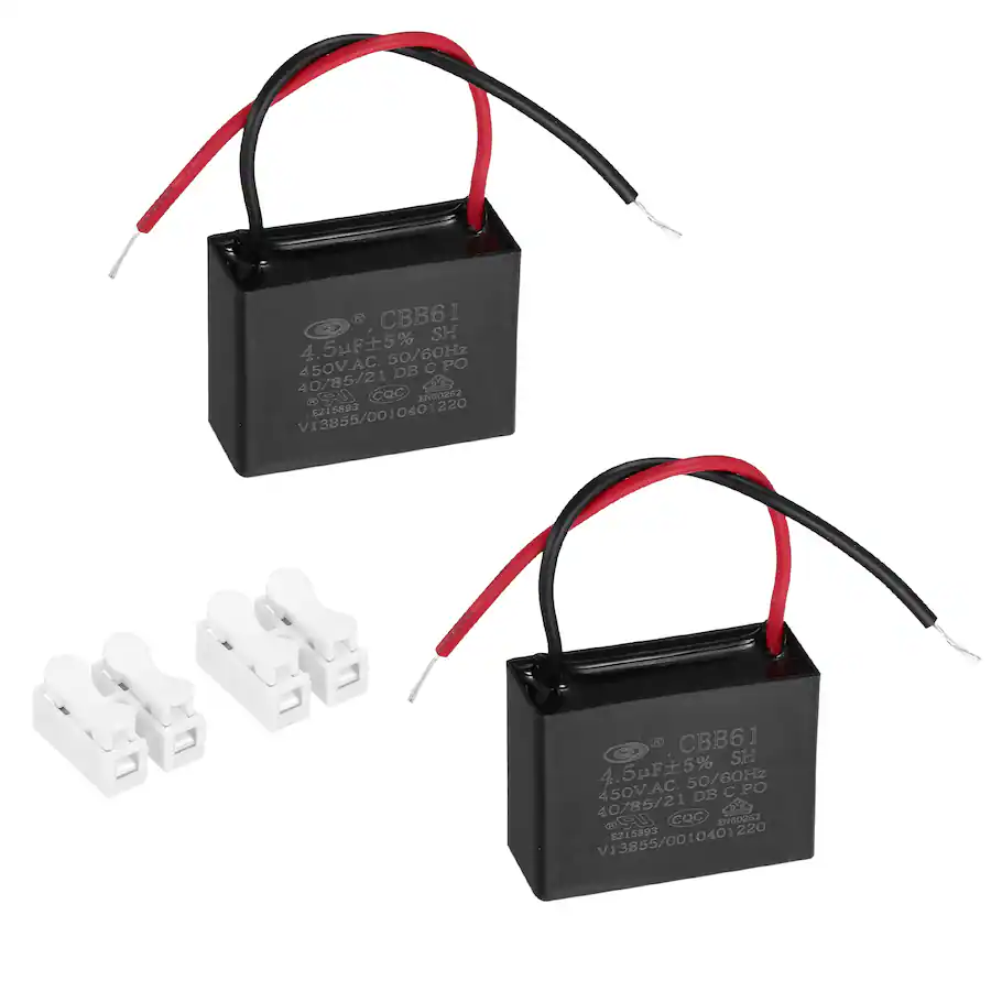 Unique Bargains 2pcs 4.5uF CBB61 Ceiling Fan Capacitor, AC 450V 2 Wires ...
