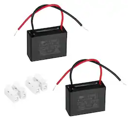 Unique Bargains - 2pcs 4.5uF CBB61 Ceiling Fan Capacitor, AC 450V 2 Wires with Terminal Blocks for Pump Motor Generator Blower - Black