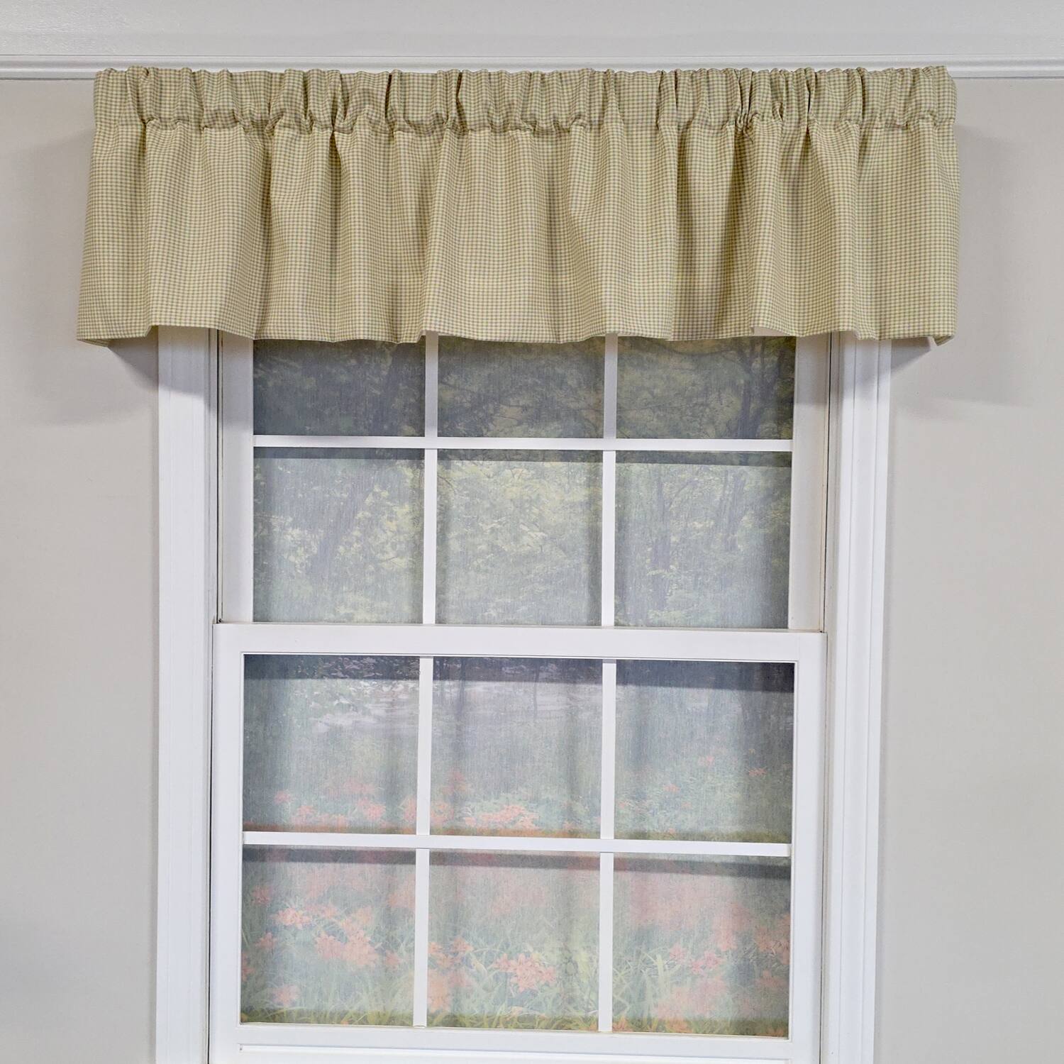 Angle. RLF Home - RLF Home 100% Cotton Crosswell Tailored  Fully lined Windows Rod Pocket Valance 76" x 14"  Sage - Sage.