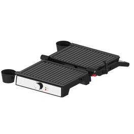 WHALL - Contact Grill with 180° Open Flat Design - Adjustable Temperature Control, Non-Stick Plates, Built-In Timer & Cool - Black