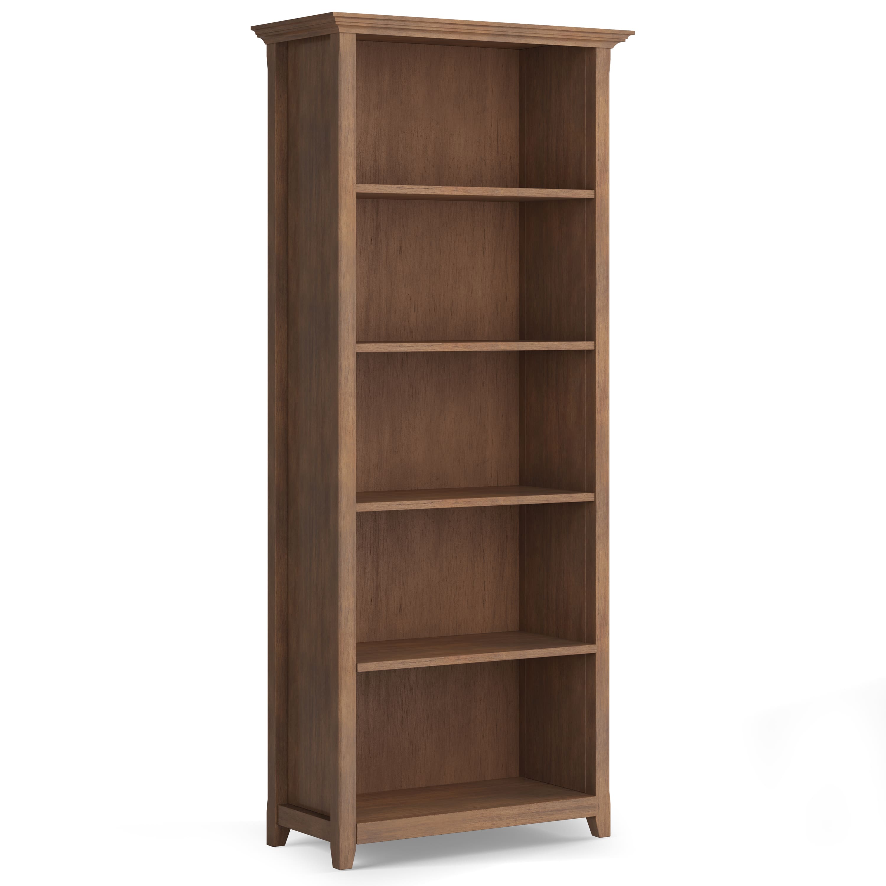 Simpli Home - Amherst 30 inch Wide Solid Wood Transitional 5 Shelf Bookcase - Rustic Natural Aged Brown