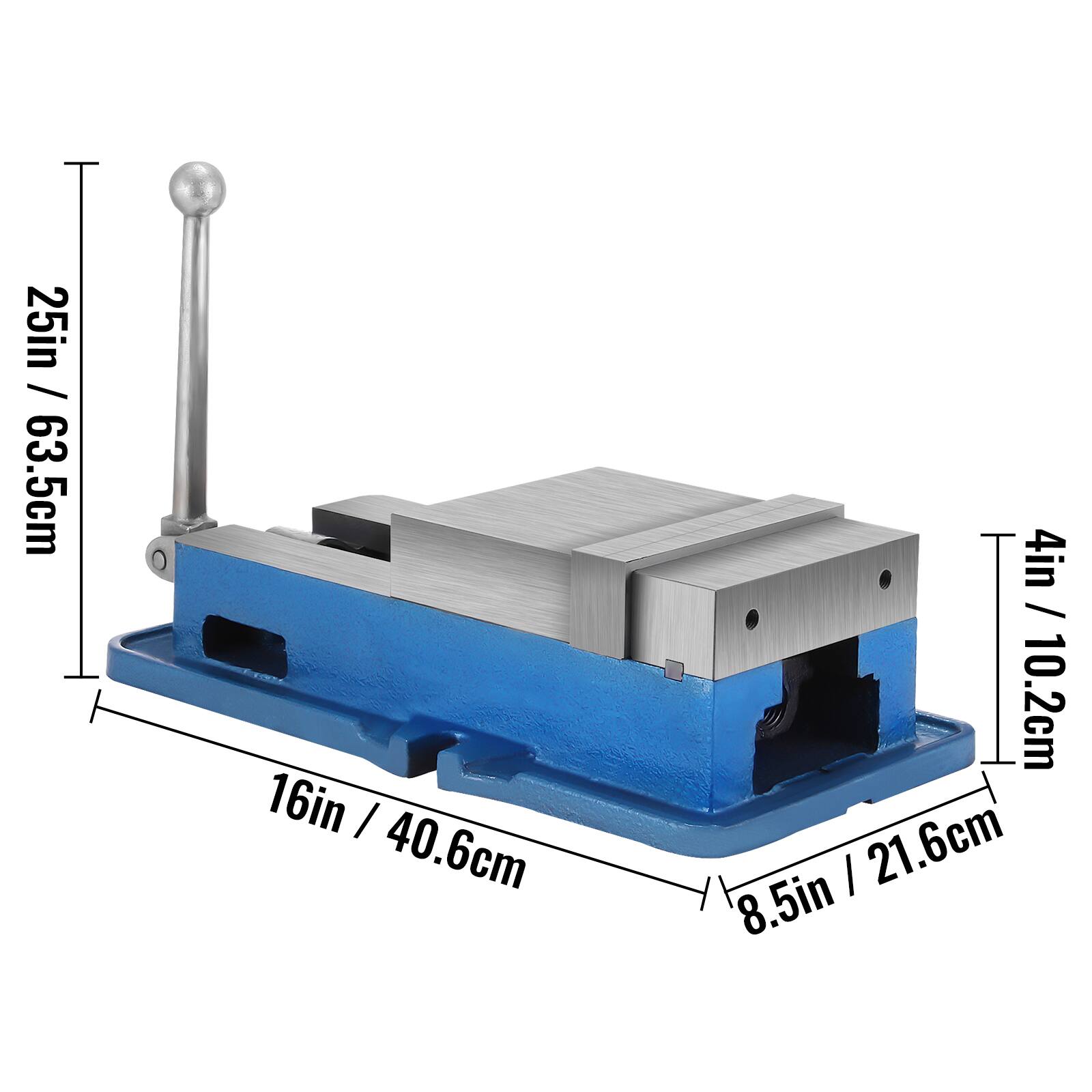 25in / 63.5cm  
16in / 40.6cm  
8.5in / 21.6cm  
4in / 10.2cm
