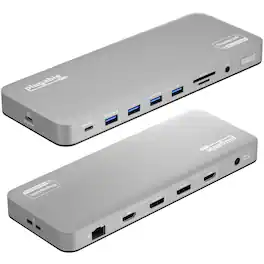 Plugable - USB C Laptop Docking Station-Dual Monitor 4K 60Hz Apple Mac M1/M2/M3-2x HDMI or 2x DisplayPort-100W Charging - Silver