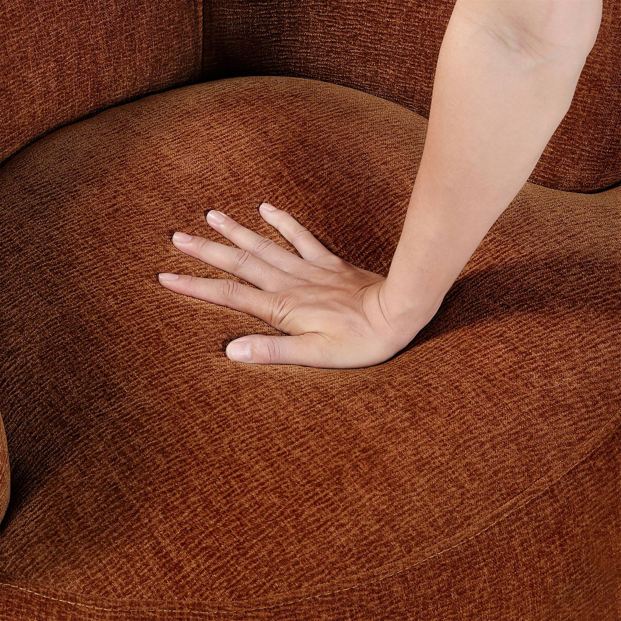 Alt View 3. Forest'nSky - Rusty Orange Modern Swivel Accent Chair, Round  Upholstered Barrel Chair with Plush Foam Cushion, Solid Wood Base - Rusty Orange.