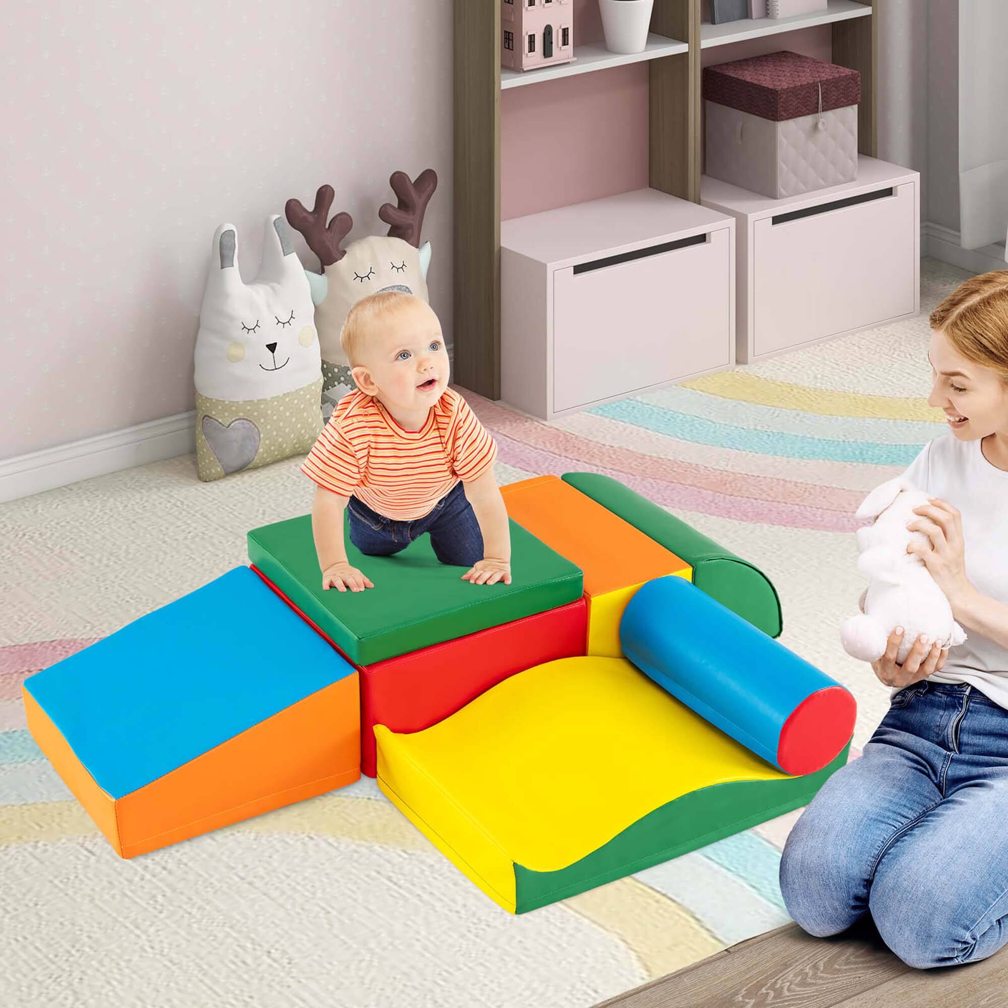 Alt View 3. Costway - Costway 7 PCS Lightweight Foam Corner Climber Toddlers Colorful Climbing Toys with EPE Foam - Multicolor.