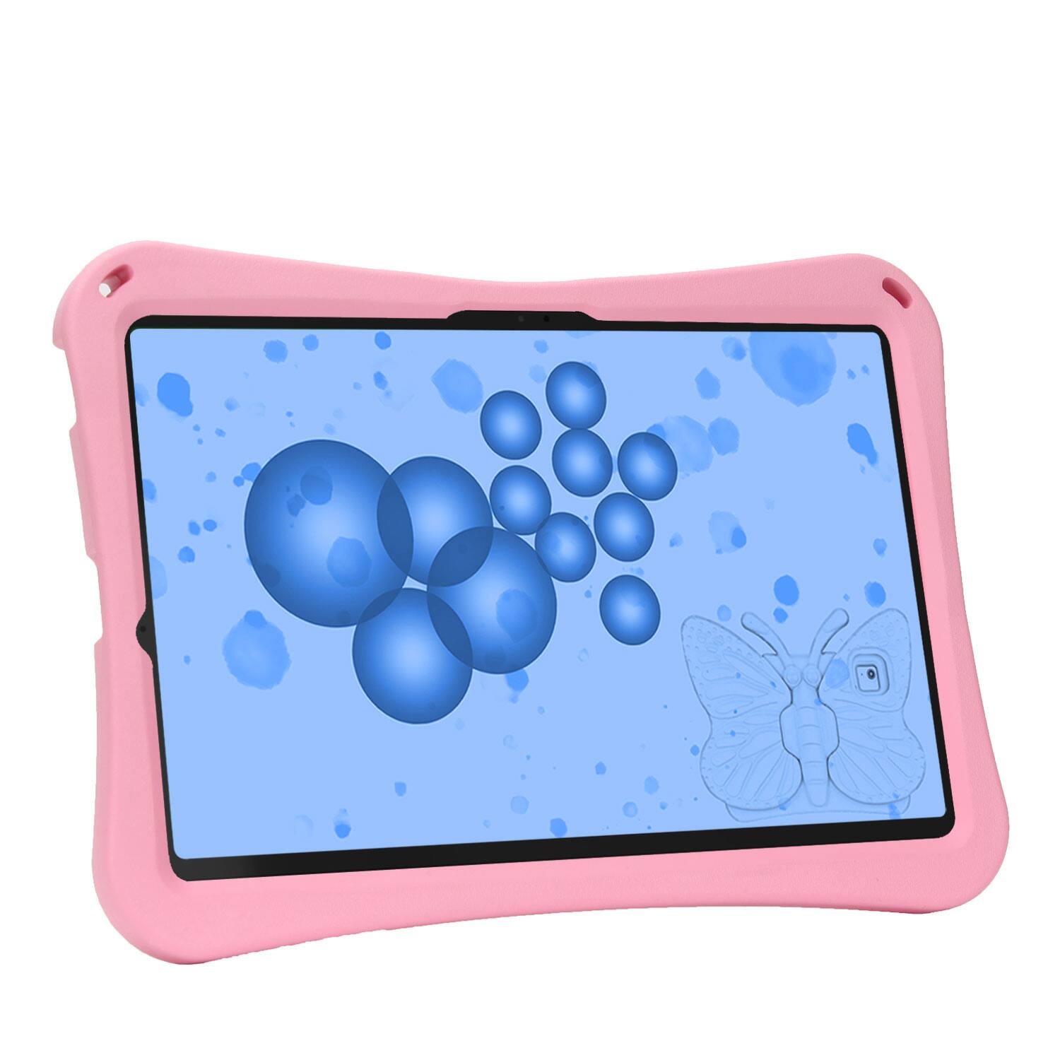 Back. Dteck - Kids Butterfly Case for Samsung Galaxy Tab S9 FE+ 2023 & Tab S9+ & Tab S8+ & S7 FE,3D Cartoon EVA Shockproof Stand Cover - Pink.