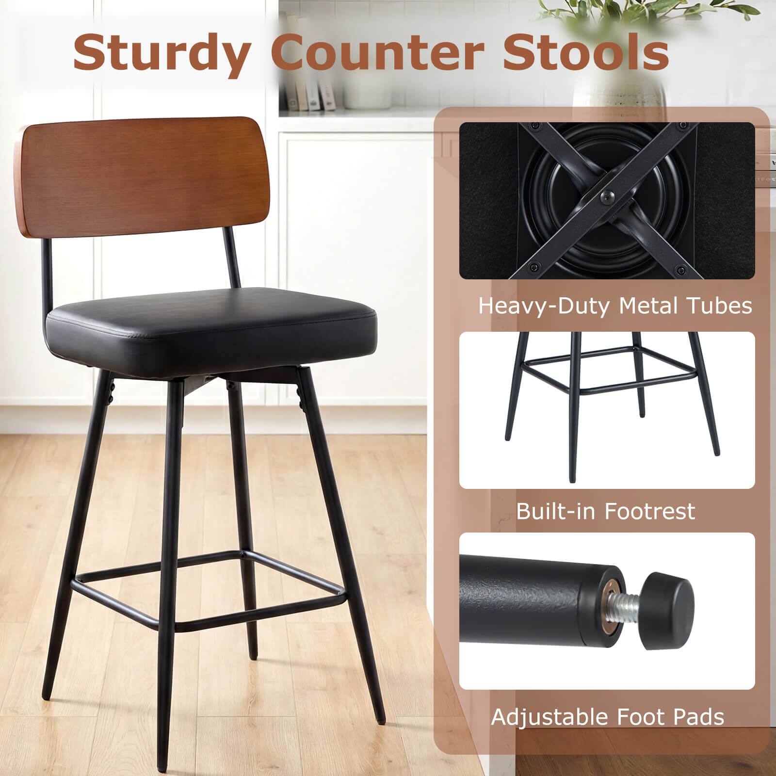 Sturdy Counter Stools

- Heavy-Duty Metal Tubes
- Built-in Footrest
- Adjustable Foot Pads