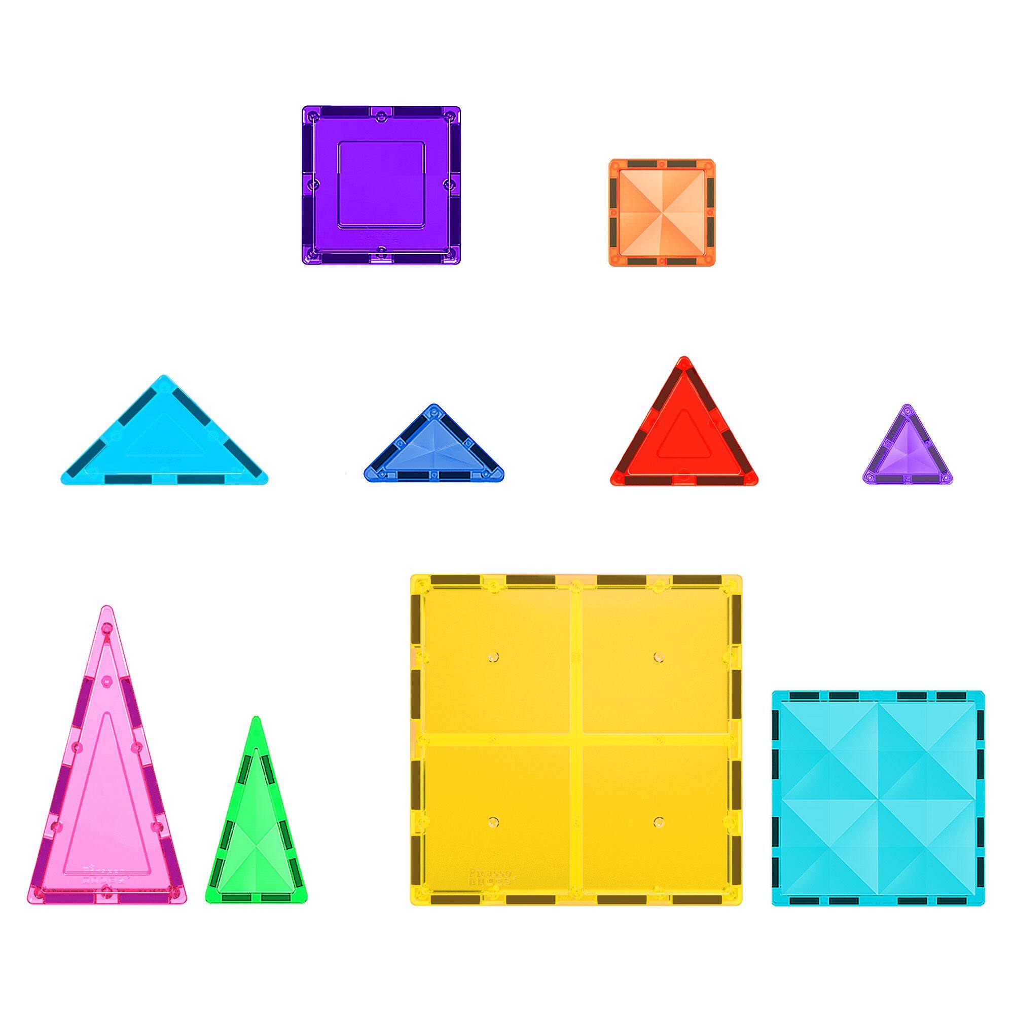 Alt View 6. PicassoTiles - PICASSO-TILES Magnetic Tiles For Kids, 80PCS Construction STEM Building Blocks Educational Toy, Travel Size - Multicolor.