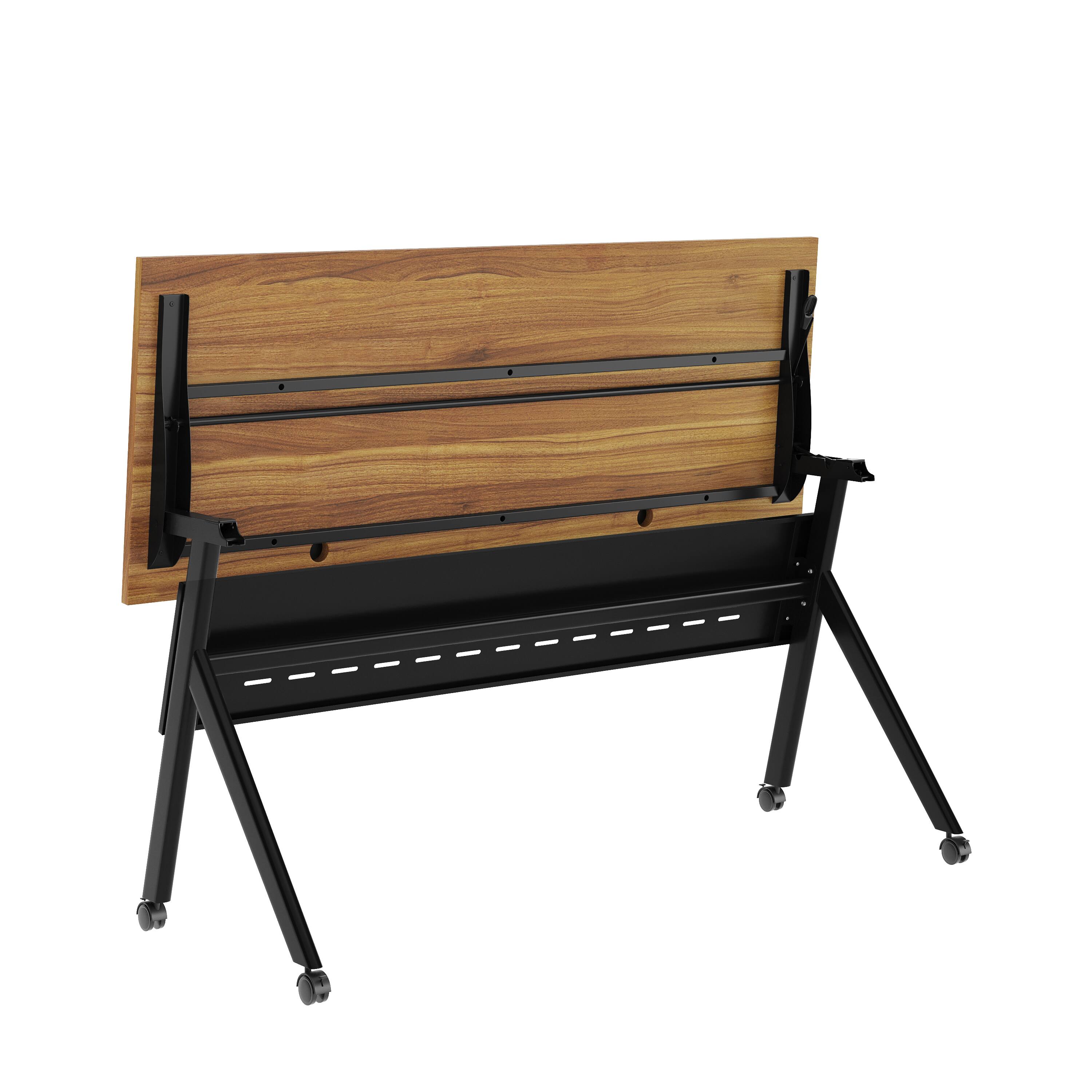 Alt View 10. Emma + Oliver - Griffin Heavy-Duty Flip Top Training Table with Nesting Design, Privacy Panel, Y-Legs, Tabletop, Metal Frame - Walnut Top/Black Frame.
