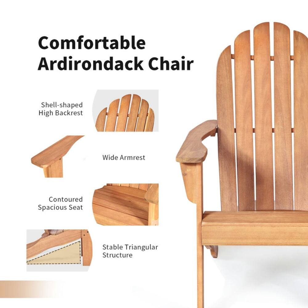 Comfortable Adirondack Chair

- Shell-shaped High Backrest
- Wide Armrest
- Contoured Spacious Seat
- Stable Triangular Structure