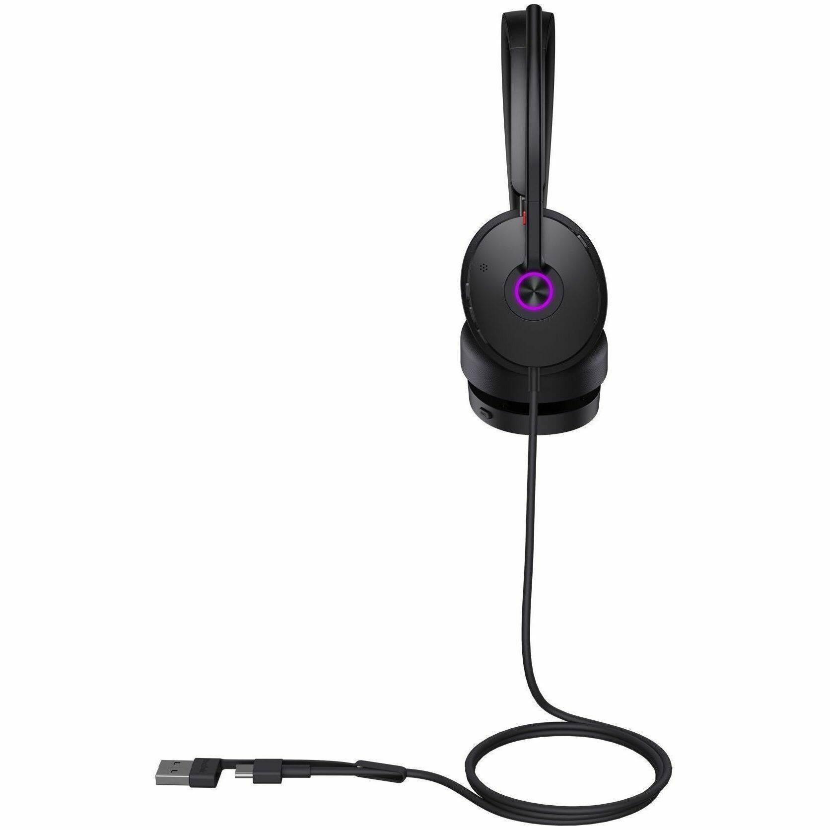Alt View 4. Yealink - Yealink UH48 Headset - Microsoft Teams Certification - Stereo - USB Type A, USB Type C - Wired - 20 Hz to 20 kHz - Black.