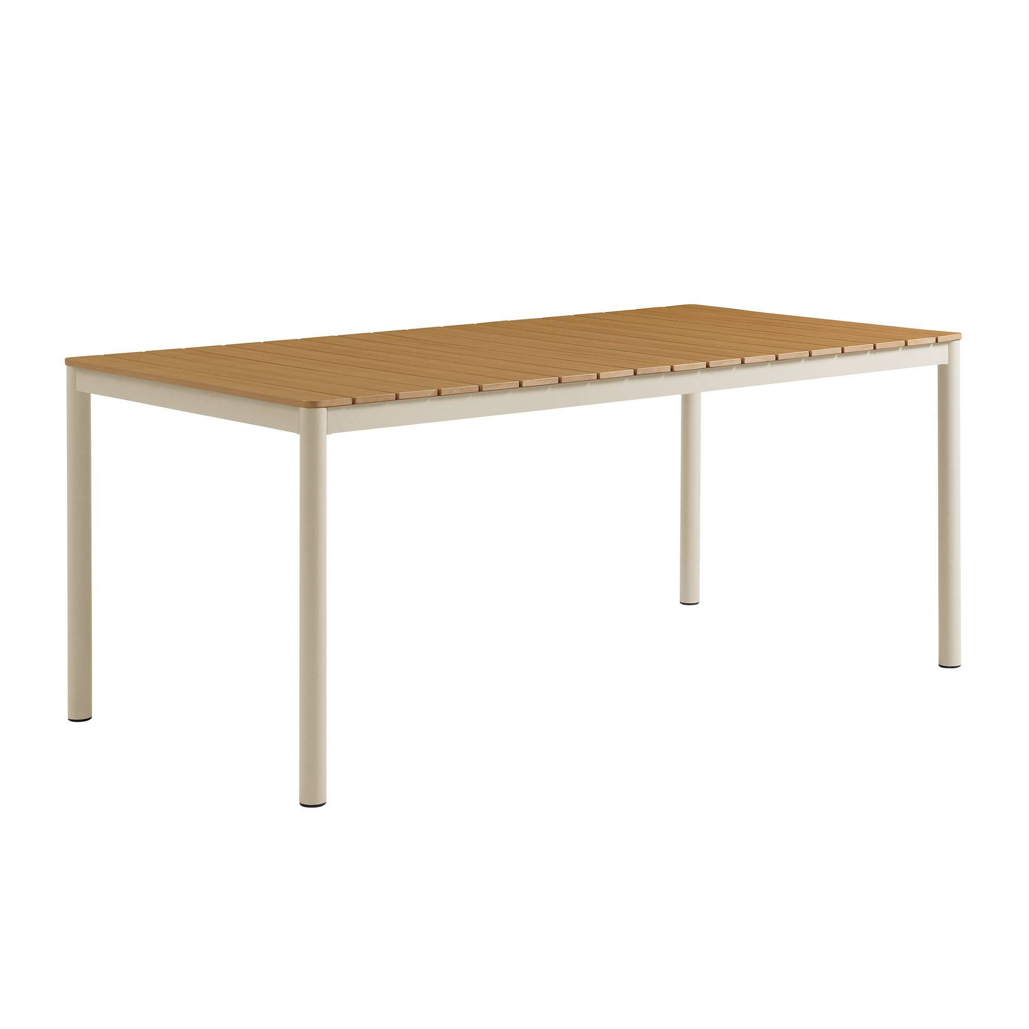 Angle. Modway - Finn 71" Outdoor Patio Aluminum Dining Table with Faux Wood Top by Modway - Natural.