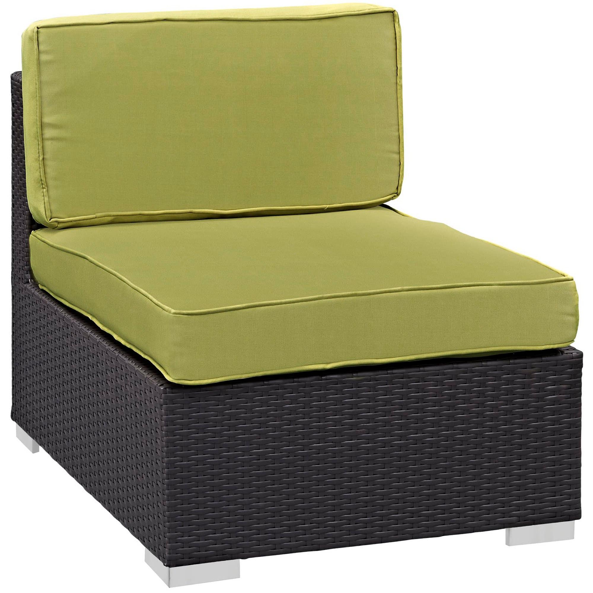 Gather Armless Outdoor Patio Sectional by Modway - Espresso Peridot