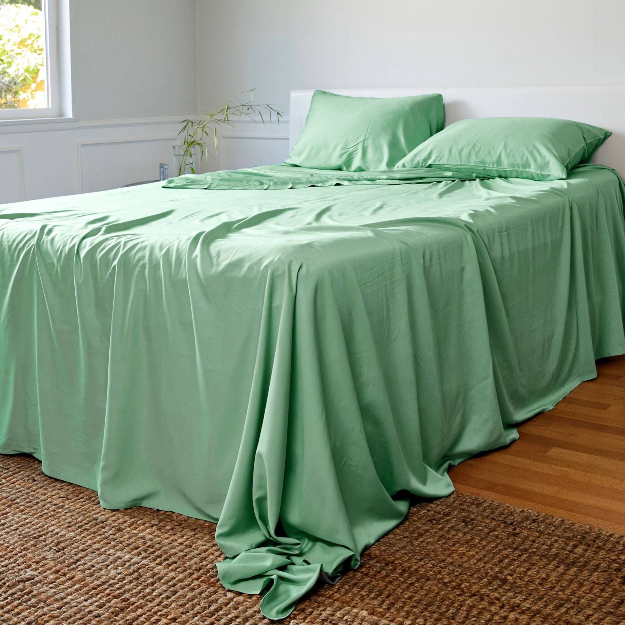Alt View 3. BedVoyage - Luxury 100% viscose from Bamboo Bed Sheet Set - Green.