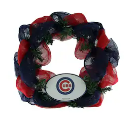 The Memory Company - MLB Chicago Cubs Logo Mesh Holiday Door Wreath - Multicolored