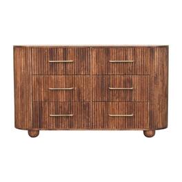 Artisan Furniture - Solid Wood Roasted Almond Ridgefront Chest, 6 Drawer - Brown