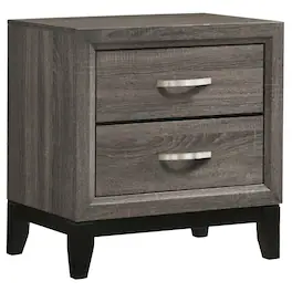 Manhattan Lane - Wooden Nightstand with 2 Drawers and Chamfered legs - Gray/Black