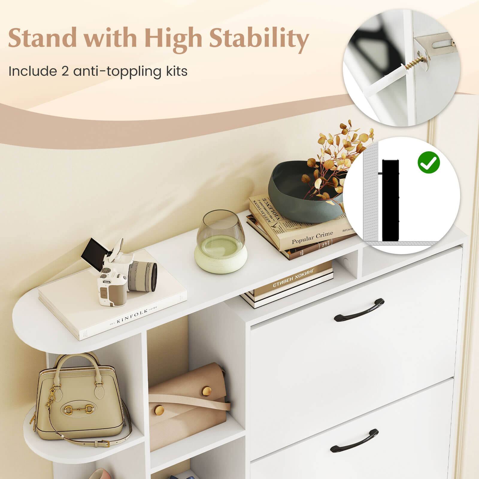 Stand with High Stability  
Include 2 anti-toppling kits