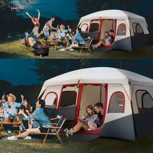 Alt View 10. Winado - Large Camping Tent 10 Persons with Windows Family Cabin Tent for Outside, Outdoor, Gathering, Picnic, Camping, Hiking - Red & White.