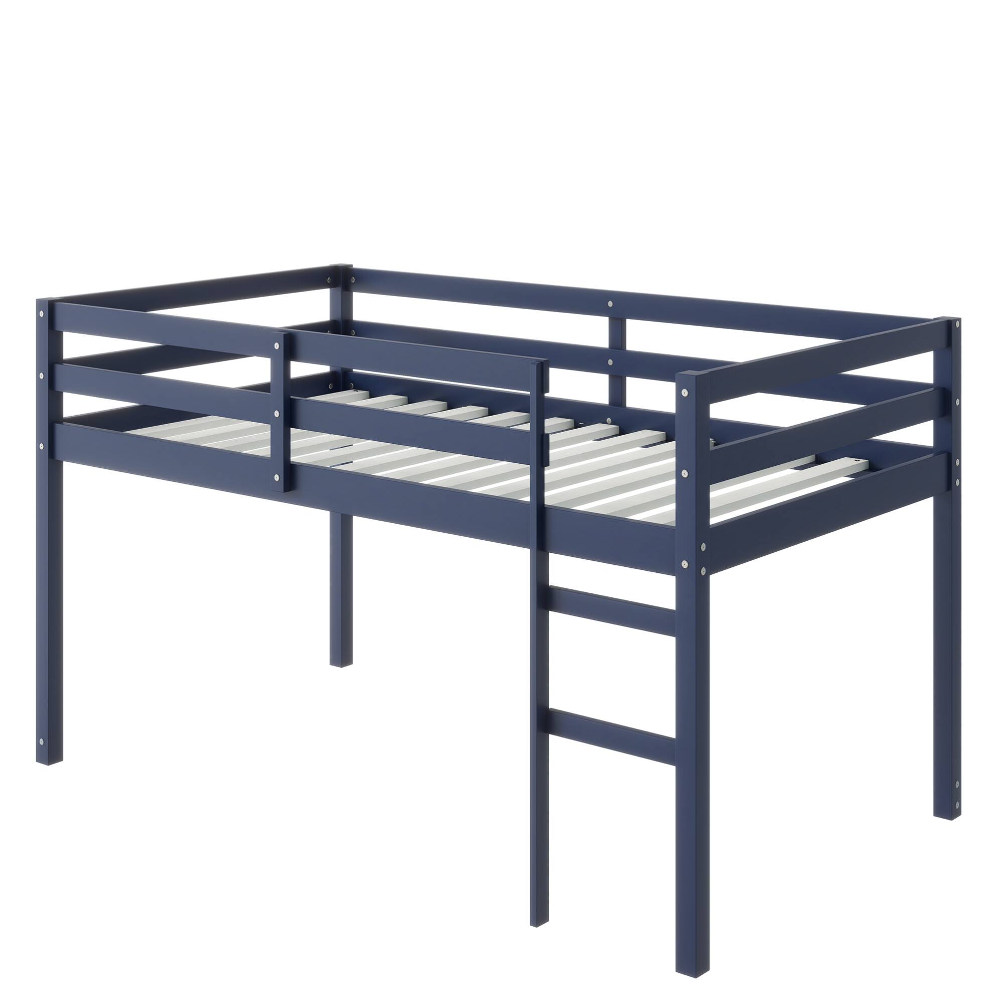 Angle. GOODSILO - Solid Wood Twin Loft Bed with Ladder and Strengthened Slats for Enhanced Stability and Space Optimization - Blue.