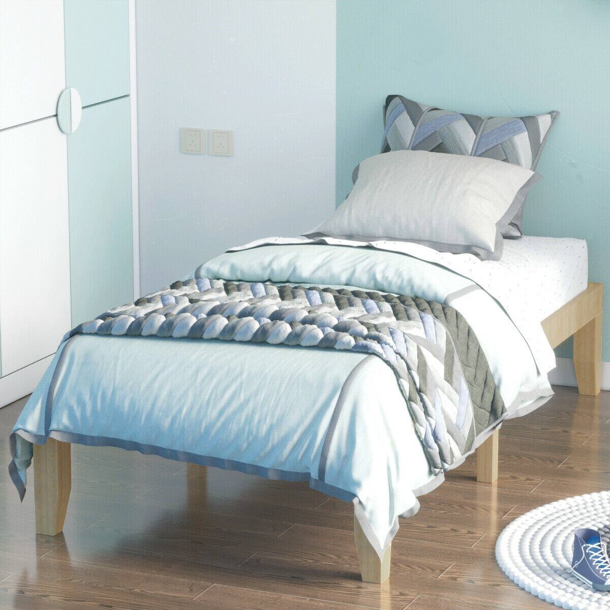 Alt View 7. Ecooso - 14 Inch Twin Wood Platform Bed Frame with Sturdy Slat System - Natural.