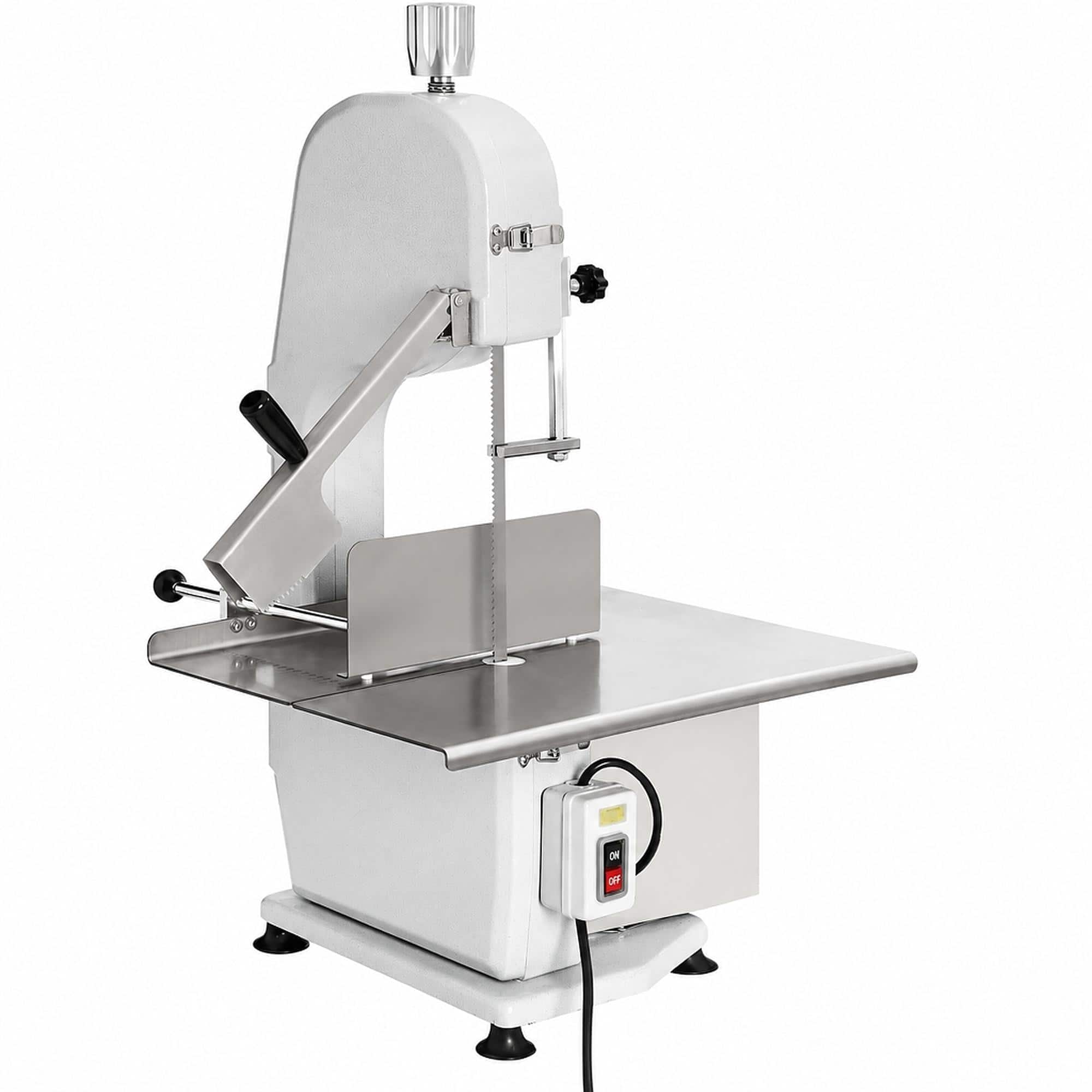 RYHNUYNE - 1500W Electric Meat Bone Band Saw – Commercial Bone Saw Machine with 5 Blades - Silver