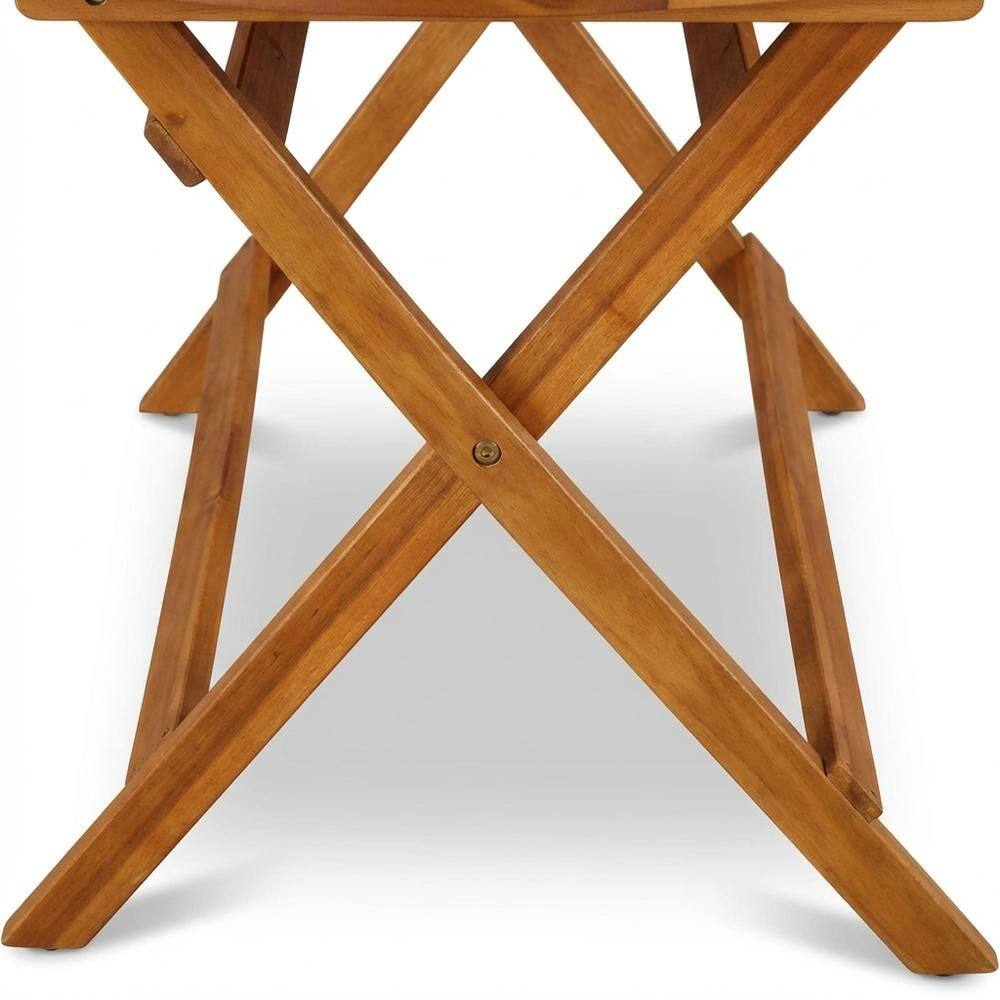 Back. Outdoor Escape - Oil-Finish Wooden Patio Set with Dining Table and 4 Outdoor Chairs - Brown.