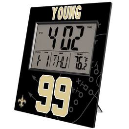 Keyscaper - Chase Young New Orleans Saints Digital Desk & Wall Clock - Multicolor