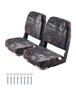 VEVOR - Boat Seat, Low Backrest, Folding Fishing Boat Seat with Thickened Sponge Cushion & PU Polyester Fabric, Strong PP Frame - Camouflage