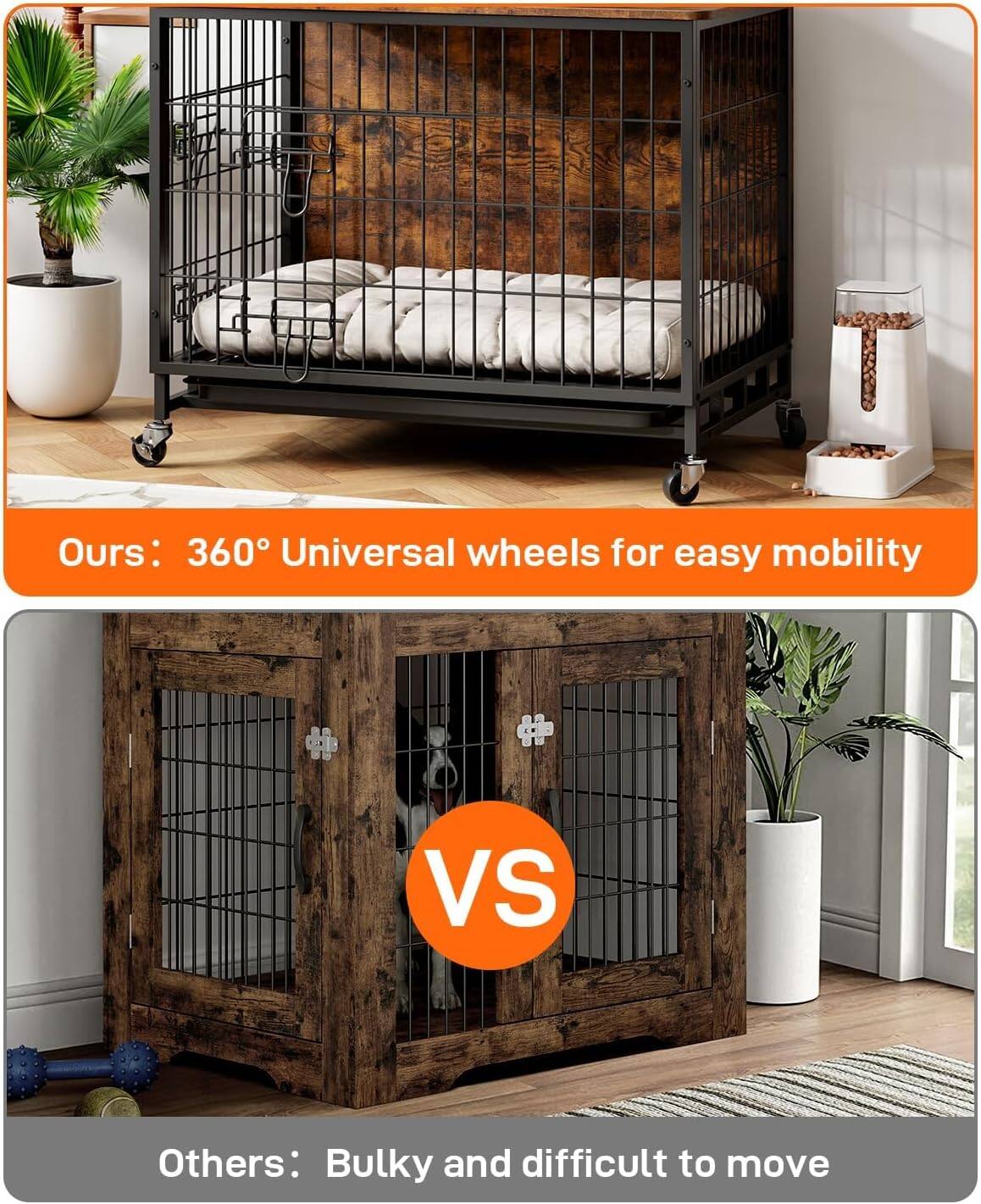 Ours: 360° Universal wheels for easy mobility

VS

Others: Bulky and difficult to move