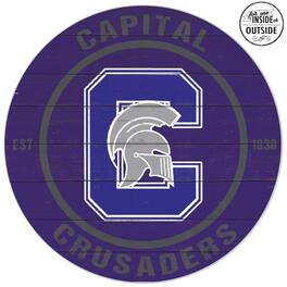 Jardine - Capital University Comets 20'' x 20'' Indoor/Outdoor Weathered Circle Sign - Purple