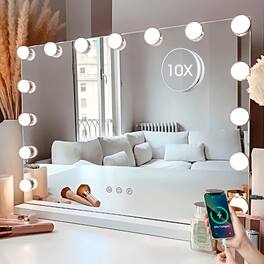 Cedar Assembly - Vanity Mirror With Lights x Makeup Lighted Color Modes And Touch Control Dimmable For Desk Tabletop Metal F - 18"L x 23"W