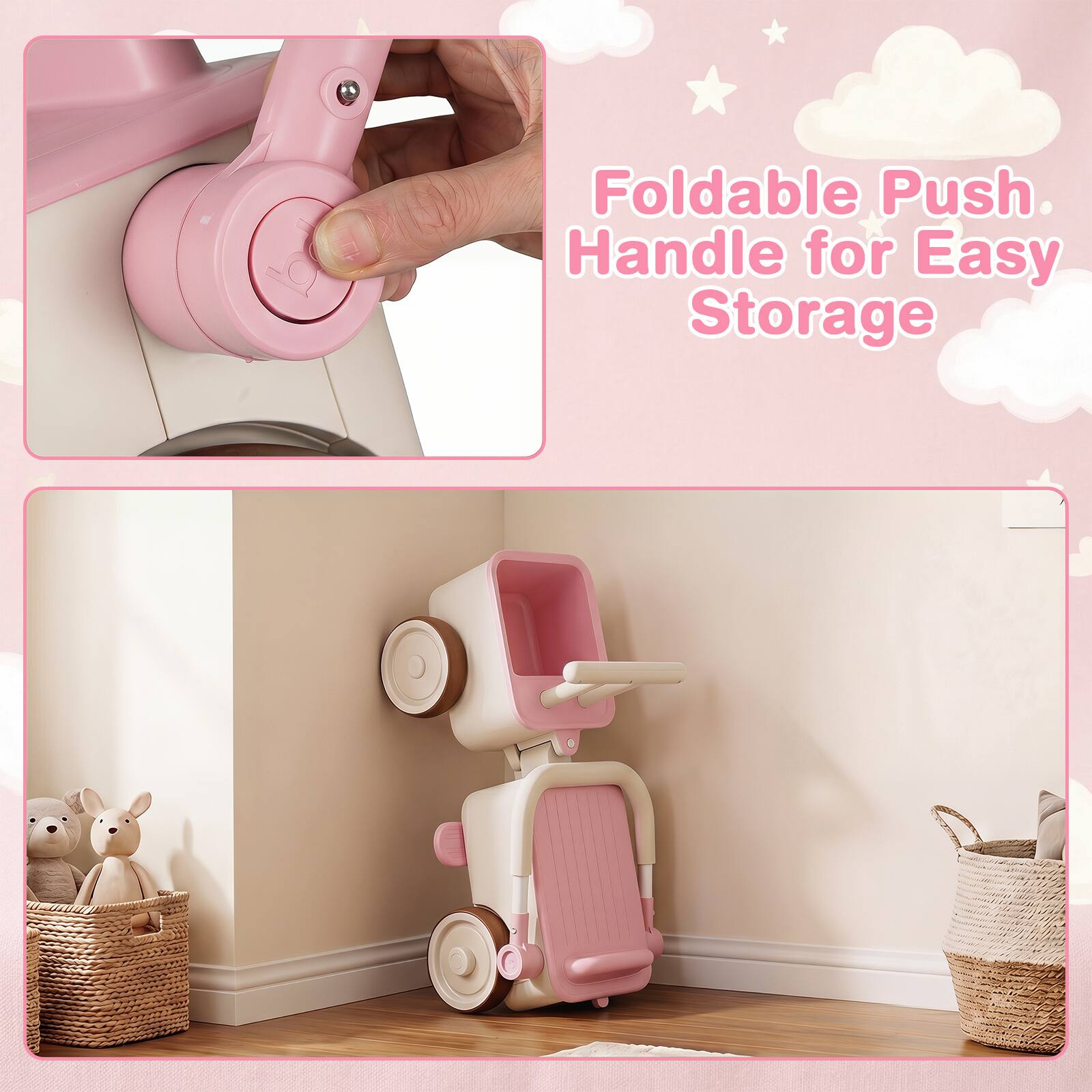 Foldable Push Handle for Easy Storage