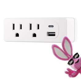 Energizer - 4 Device Multi Outlet Extender Wall Tap – 2 AC Outlets, 1 USB-C, 1 USB-A (2.4A) Outlet Splitter - White
