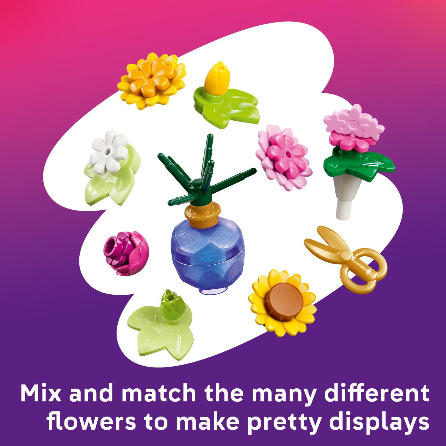 Mix and match the many different flowers to make pretty displays