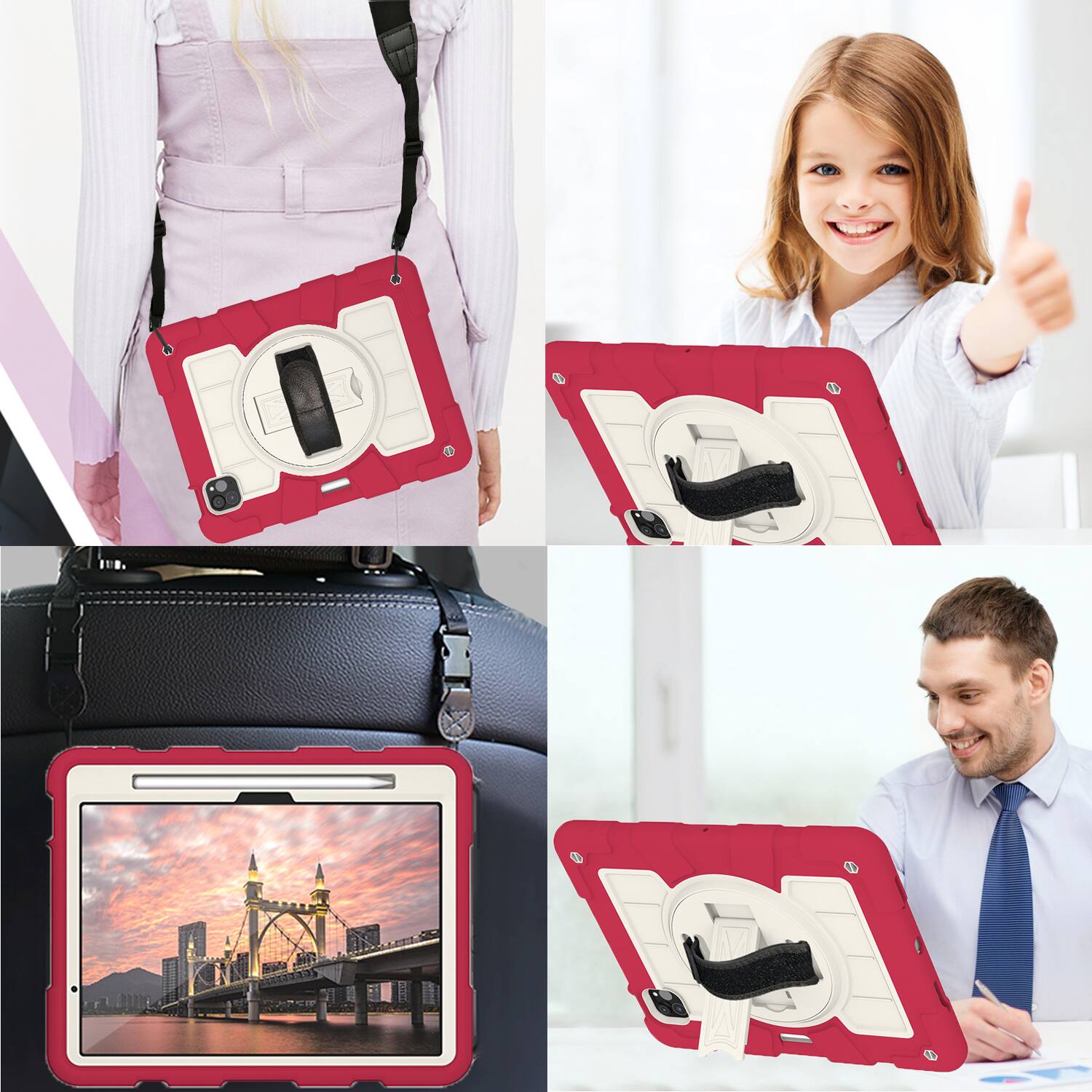 Alt View 5. Dteck - Heavy Duty Rugged Case for Apple iPad Air (M4) 11" 2026&2025&2024,Shockproof Kickstand Cover with Shoulder Strap - B.