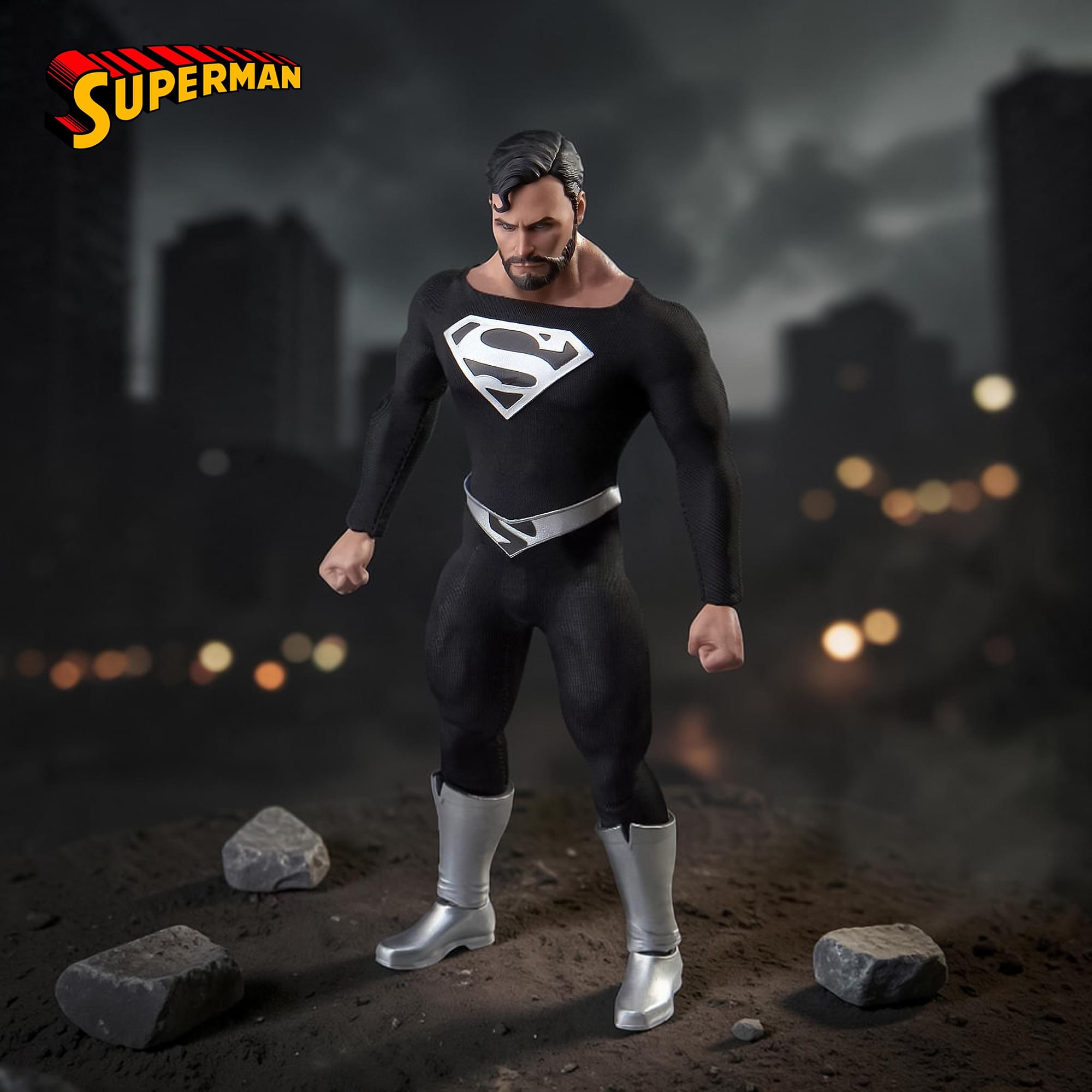 Alt View 5. Beast Kingdom - DC Comics Dynamic 8ction Heroes | DAH-45SP Superman (Black Suit Ver.) - Black.