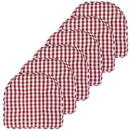 Sweet Home Collection - Checkered Buffalo Check U Shaped Memory Foam 17" x 16" Chair Cushions, 6-Pack - Red/White