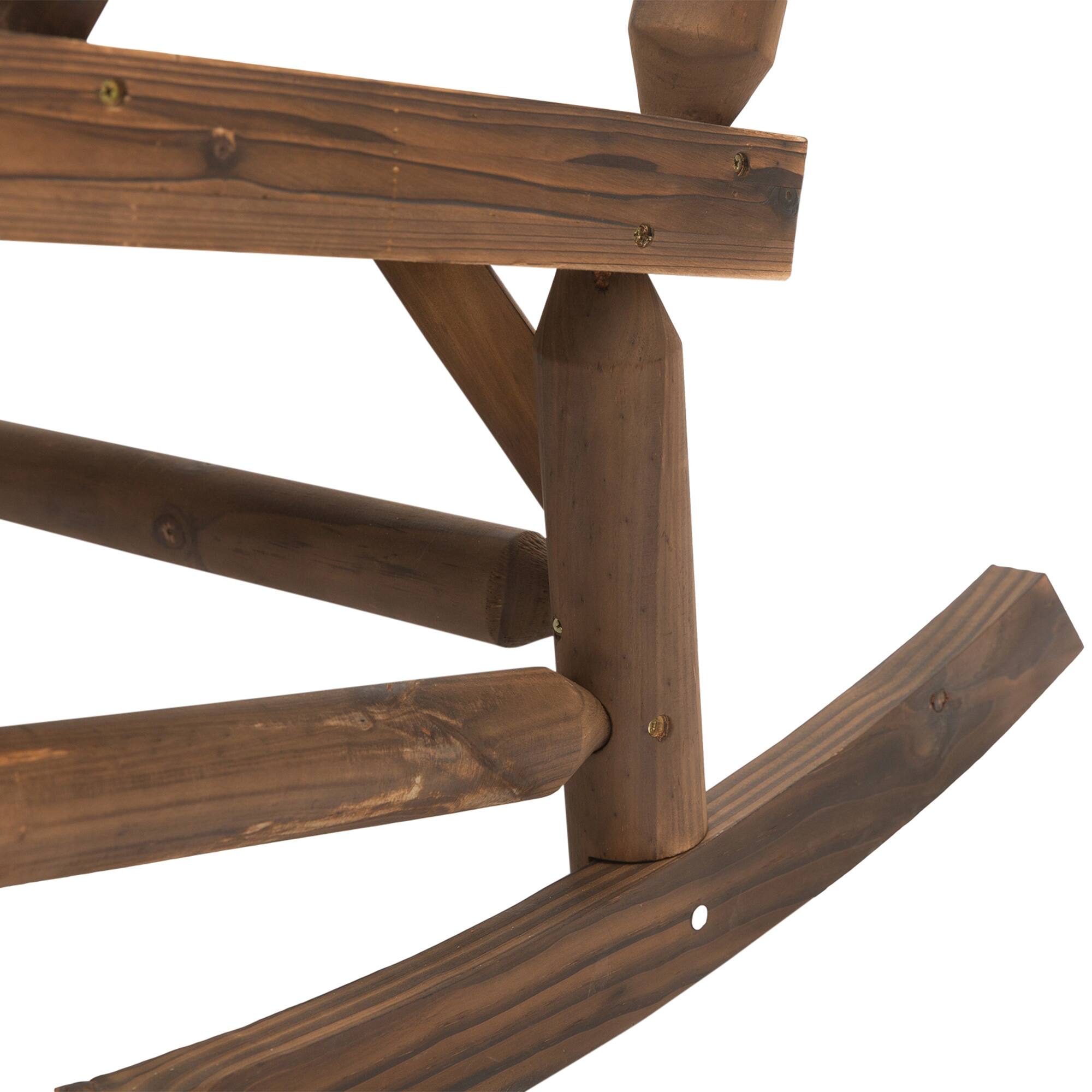 Alt View 5. Outsunny - 2-Person Wood Rocking Chair with Log Design, Heavy Duty Loveseat with Wide Curved Seats for Patio, Backyard, Garden - Carbonized Color.