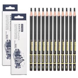 Unique Bargains - 24pcs S.Soft Charcoal Pencils Professional Oily for Sketching Artists Beginners Shading Blending - Black