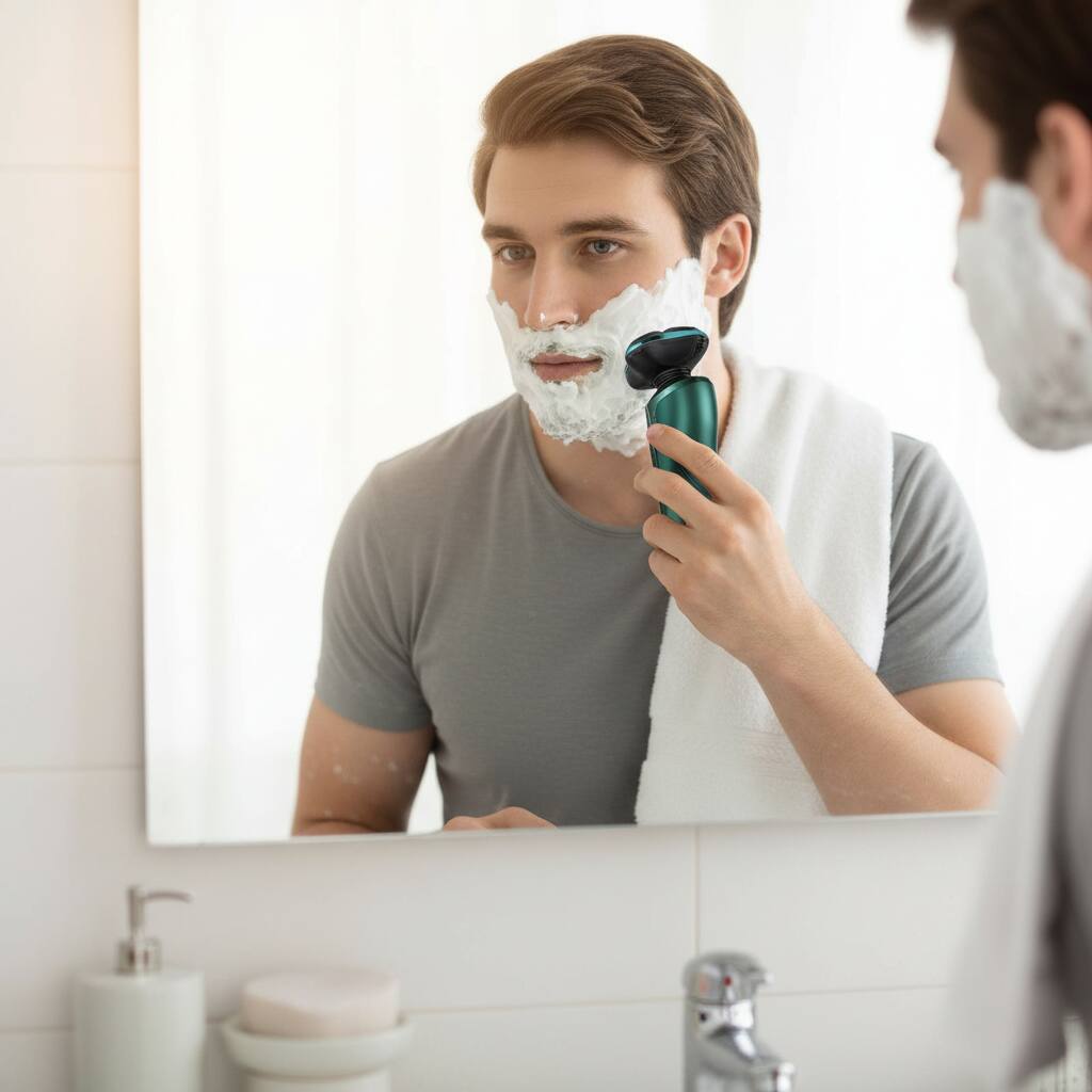 Alt View 1. Dazzed Corner - Electric Razor for Men, 3D Rotary Shaver, Wet/Dry, Nose Trimmer - Green.