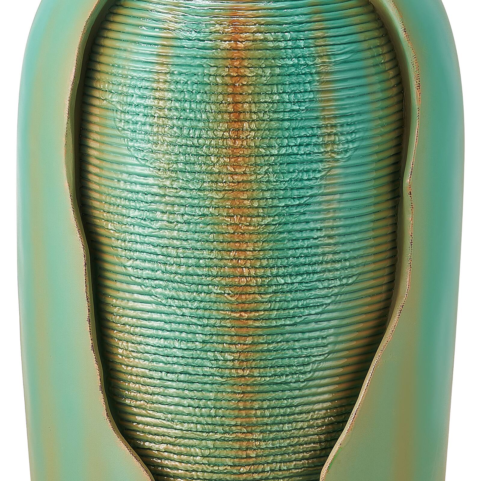 Alt View 5. VEVOR - Outdoor Water Fountain, 30.71-Inch Tall Glazed Jar-Style with LED Light and Pump, 1-Tier Floor Standing Design - Blue.