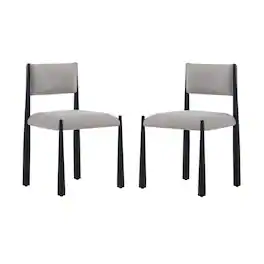 Manhattan Comfort - Lennor Mid-Century Modern Metal Boucle Side Chair - Set of 2 - Mushroom