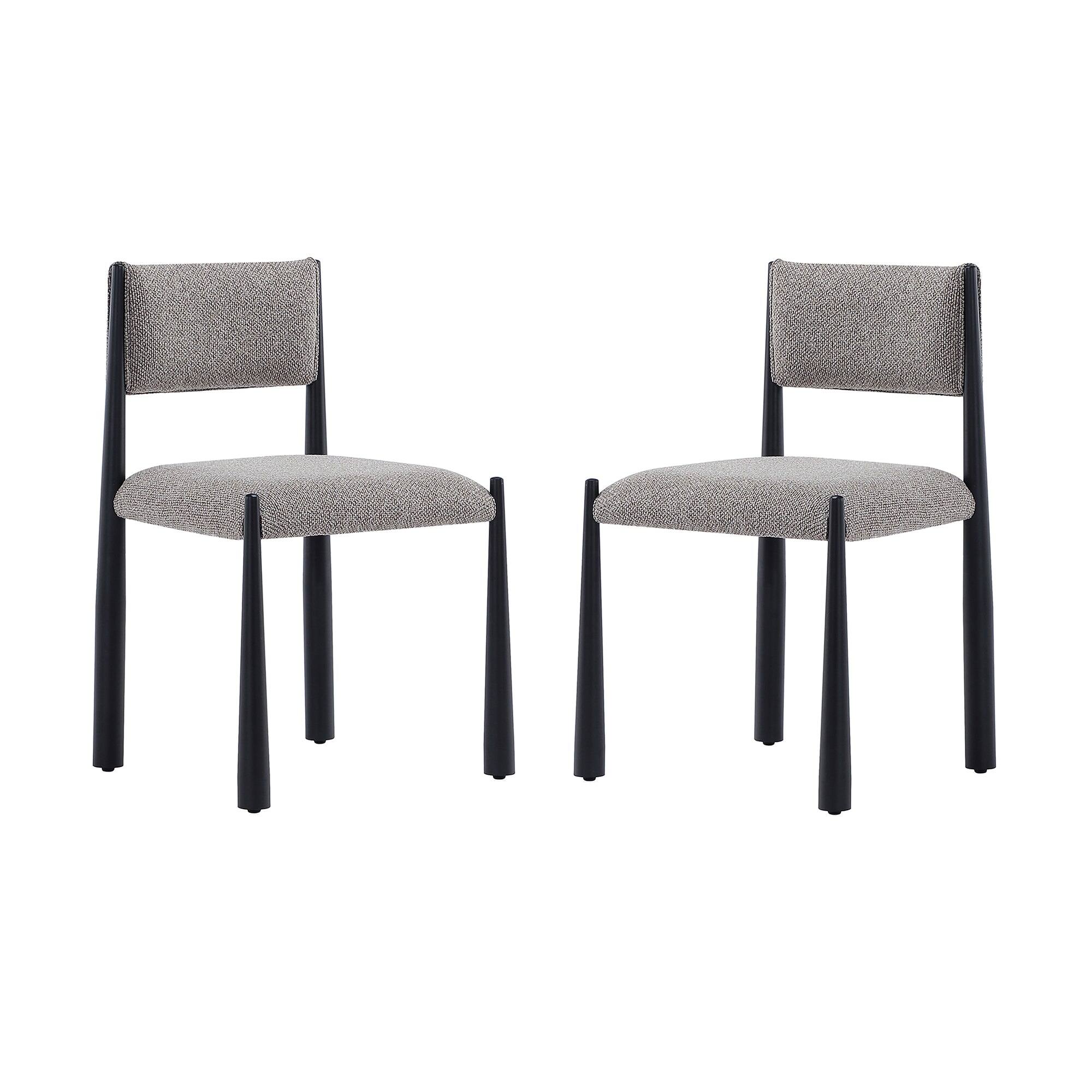 Manhattan Comfort - Lennor Mid-Century Modern Metal Boucle Side Chair - Set of 2 - Mushroom