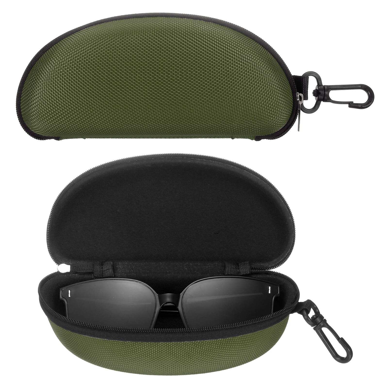 Unique Bargains - 2pcs Sunglasses Soft Case Hard Shell Zipper Holder with Metal Hook for Travel Sport - Olive Green price history on PriceWatchPro