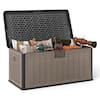 Front. Costway - Costway Storage Box with Lockable Design & Gas Strut Handle 2 Person Bench Garden Organizer - Brown+Black.